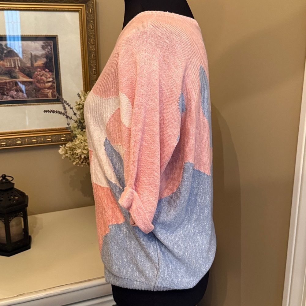 NIC+ZOE Abstract Pink and Blue Sweater - M - Picture 4 of 10